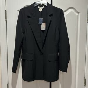 Happily Grey L black stretch unlined jacket shaped fit nwt polyester spandex